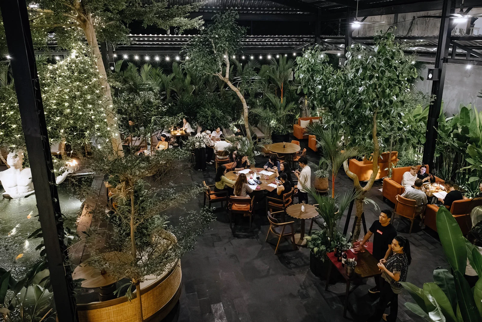 Garden courtyard dining at Ferro in Ubud