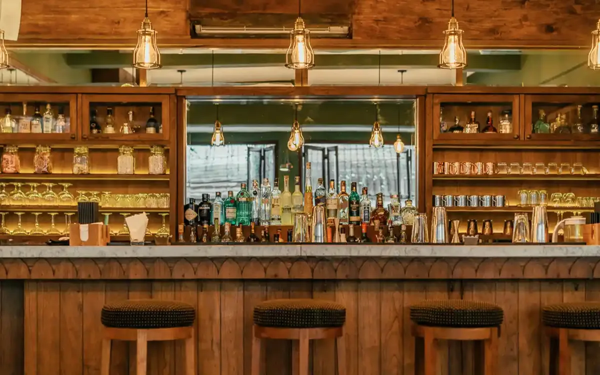 Bar and dining room at Hujan Locale in Ubud